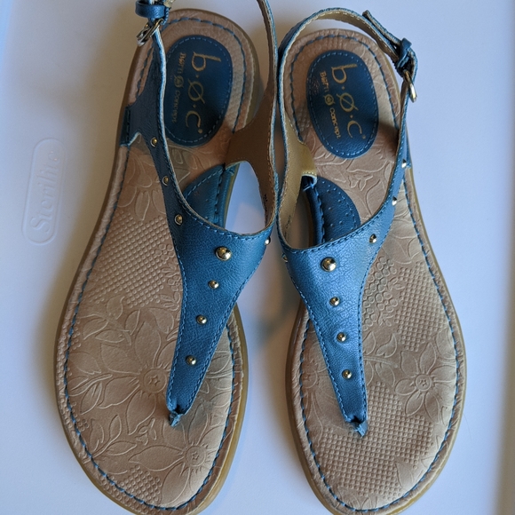 BOC Born Strap Sandals Womens 8M Teal with Gold St - Picture 1 of 4